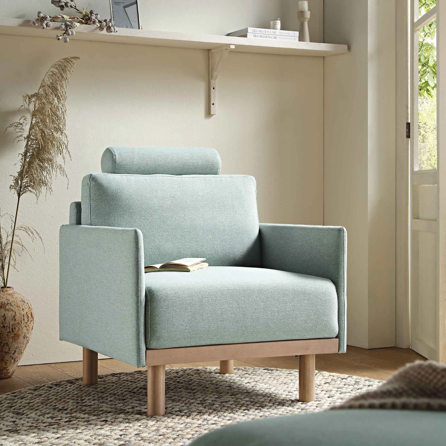 Timber Sage Green Fabric Armchair 3 Timber Sage Green Fabric Armchair