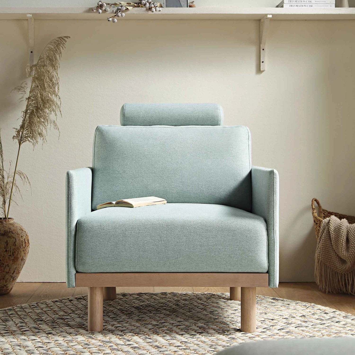 Timber Sage Green Fabric Armchair 4 Timber Sage Green Fabric Armchair - Image 2