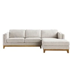 Dipley Oatmeal Woven Fabric Sofa, Grande Chaise Sofa Right Hand -FINZ Furniture Shop GCSF 2398 OAT WOV RIGHT WB1