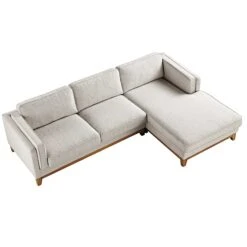 Dipley Oatmeal Woven Fabric Sofa, Grande Chaise Sofa Right Hand -FINZ Furniture Shop GCSF 2398 OAT WOV RIGHT WB3