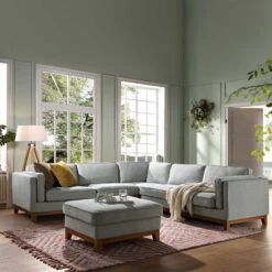 Dipley Sage Woven Fabric Grande Corner Sofa 18 Dipley Sage Woven Fabric Grande Corner Sofa -FINZ Furniture Shop GCSF 2399 SAGE WOV LARGECORNER scene1