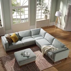 Dipley Sage Woven Fabric Grande Corner Sofa 19 Dipley Sage Woven Fabric Grande Corner Sofa -FINZ Furniture Shop GCSF 2399 SAGE WOV LARGECORNER scene2