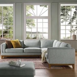 Dipley Sage Woven Fabric Grande Corner Sofa 20 Dipley Sage Woven Fabric Grande Corner Sofa -FINZ Furniture Shop GCSF 2399 SAGE WOV LARGECORNER scene3