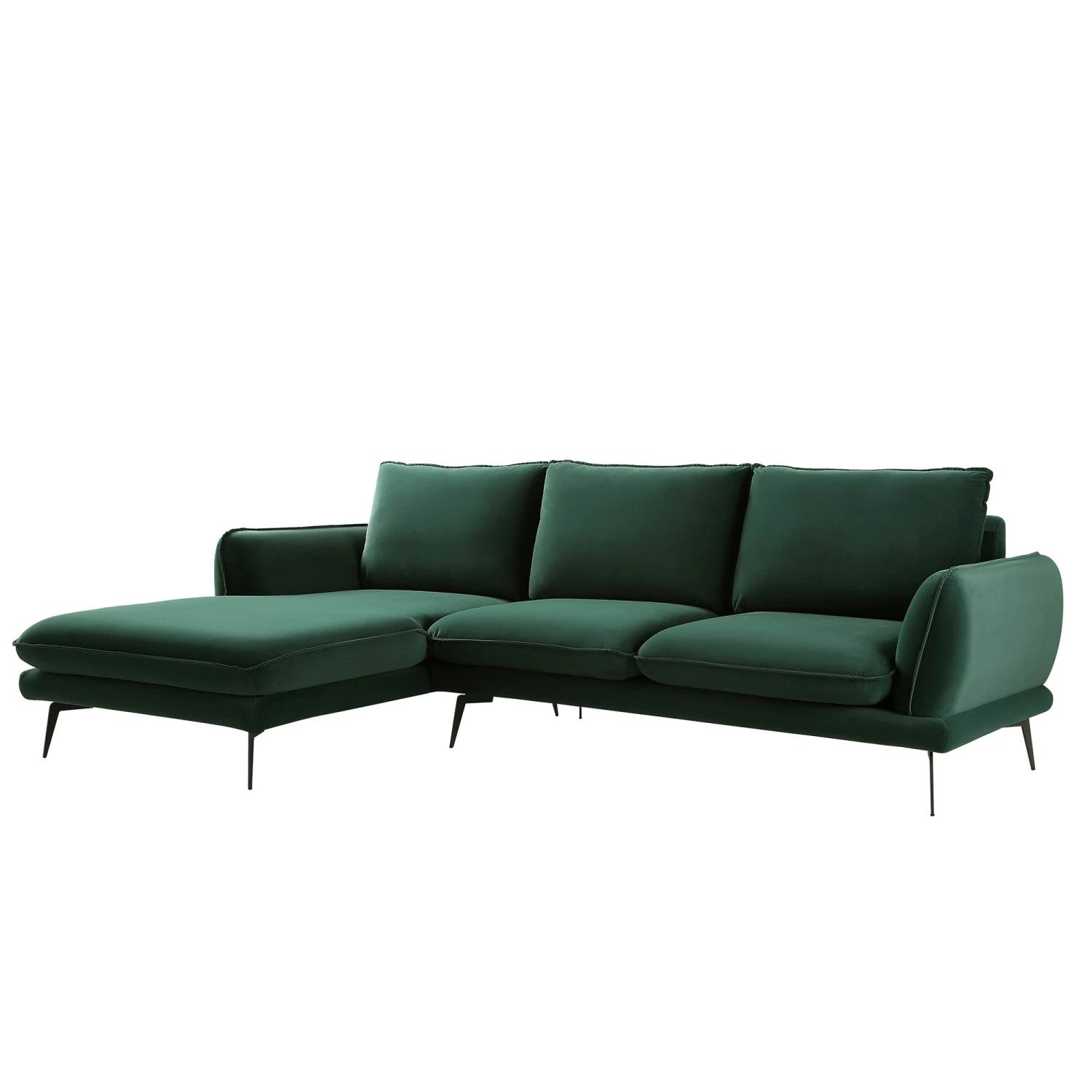Obriel Forest Green Velvet Sofa, Grande Chaise Sofa Left Hand 7 Obriel Forest Green Velvet Sofa, Grande Chaise Sofa Left Hand - Image 5