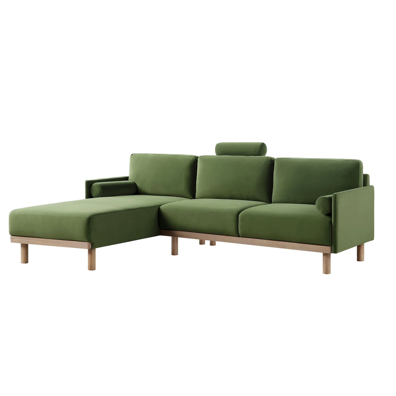 Timber Fern Green Velvet Sofa, Large 3-Seater Chaise Sofa Left Hand 7 Timber Fern Green Velvet Sofa, Large 3-Seater Chaise Sofa Left Hand - Image 5