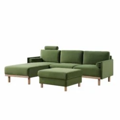 Timber Fern Green Velvet Sofa, Large 3-Seater Chaise Sofa Left Hand 26 Timber Fern Green Velvet Sofa, Large 3-Seater Chaise Sofa Left Hand -FINZ Furniture Shop GCSF 2402 MOSS VEL LEFT WB2