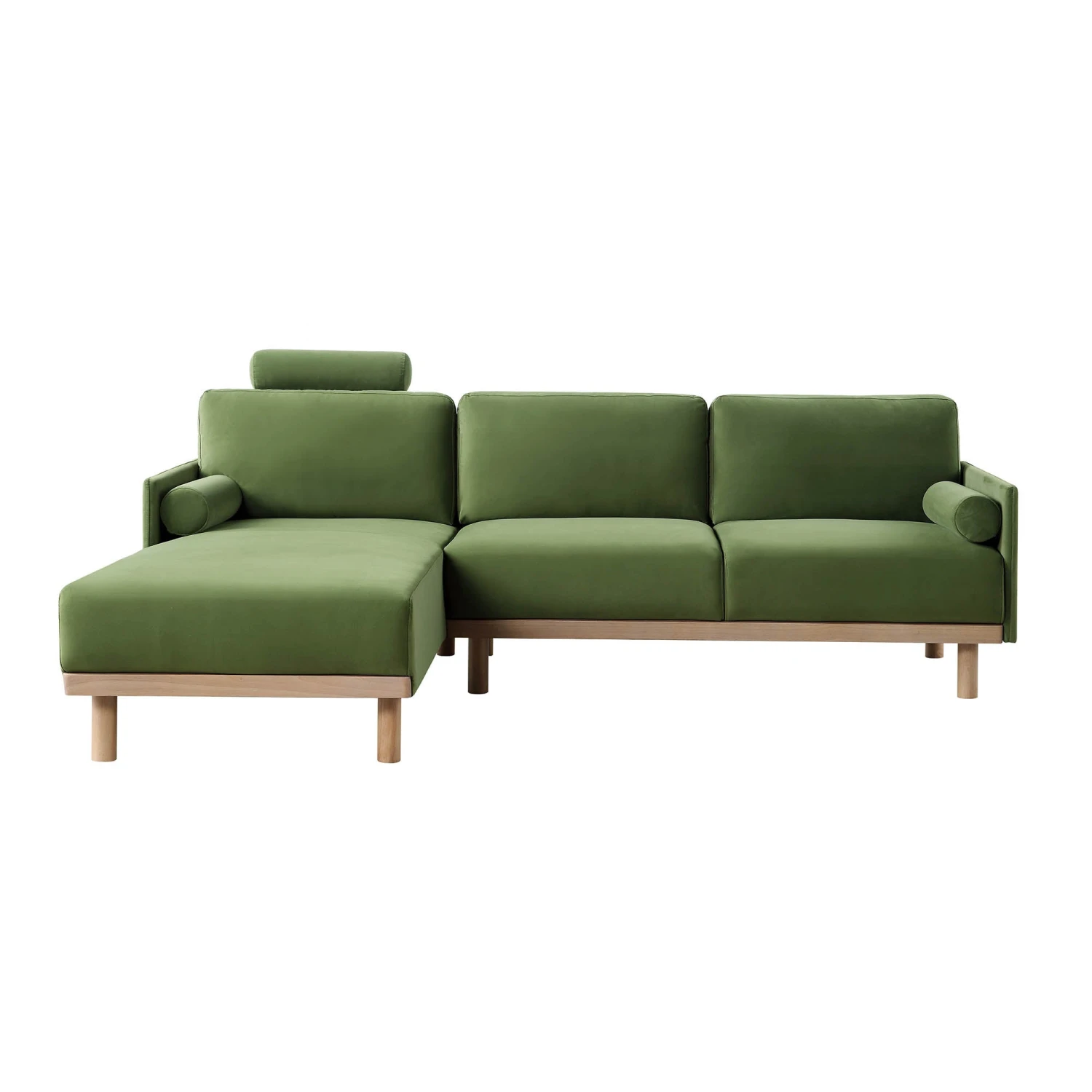 Timber Fern Green Velvet Sofa, Large 3-Seater Chaise Sofa Left Hand 9 Timber Fern Green Velvet Sofa, Large 3-Seater Chaise Sofa Left Hand - Image 7
