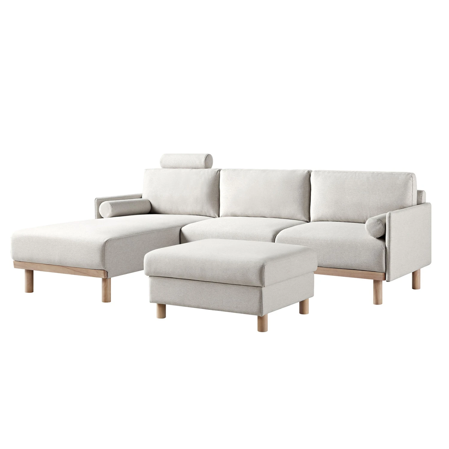 Timber Oatmeal Fabric Sofa, Large 3-Seater Chaise Sofa Left Hand 11 Timber Oatmeal Fabric Sofa, Large 3-Seater Chaise Sofa Left Hand - Image 9