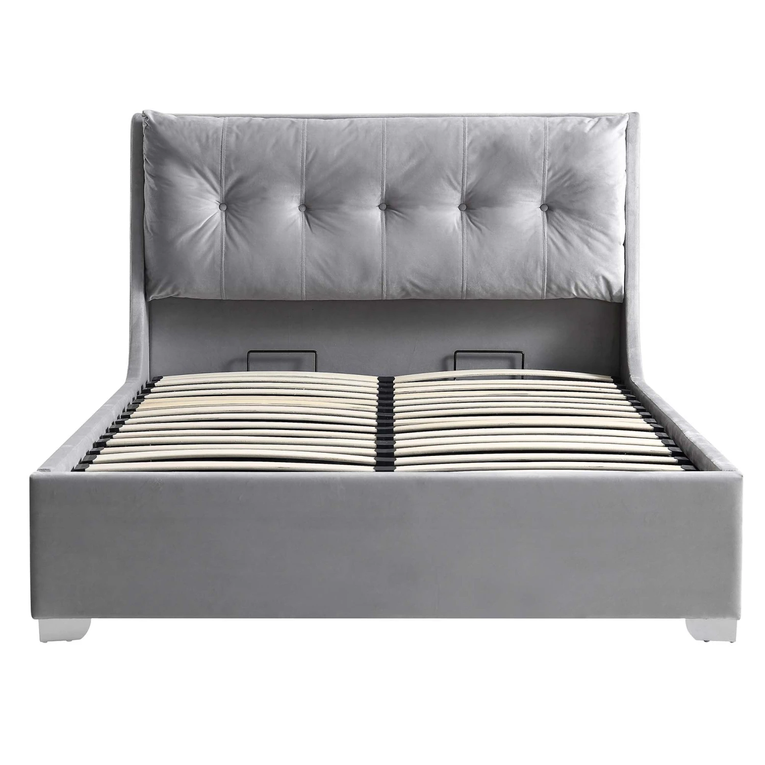 Hadley Grey Velvet Ottoman Storage Bed 5 Hadley Grey Velvet Ottoman Storage Bed - Image 3