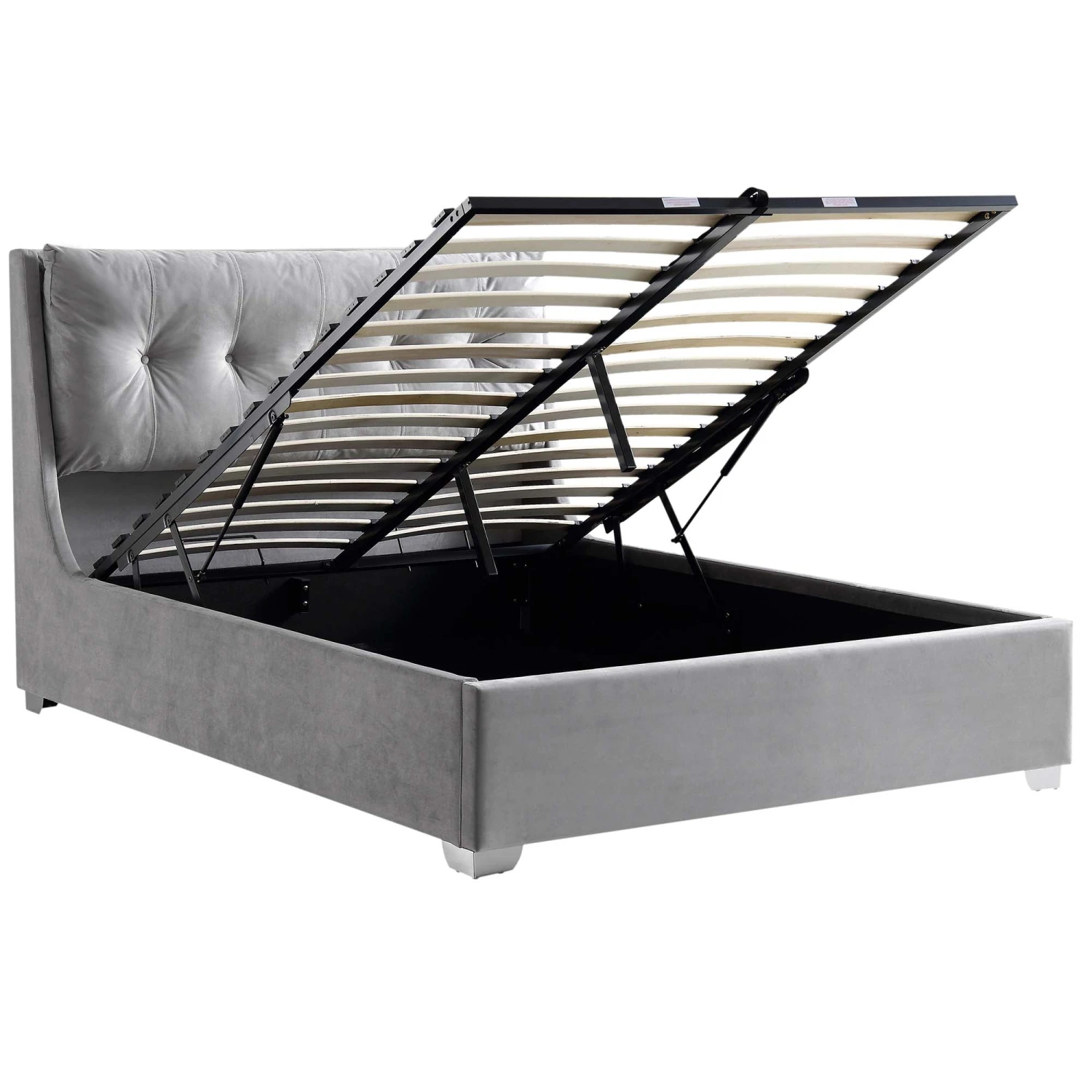 Hadley Grey Velvet Ottoman Storage Bed 6 Hadley Grey Velvet Ottoman Storage Bed - Image 4