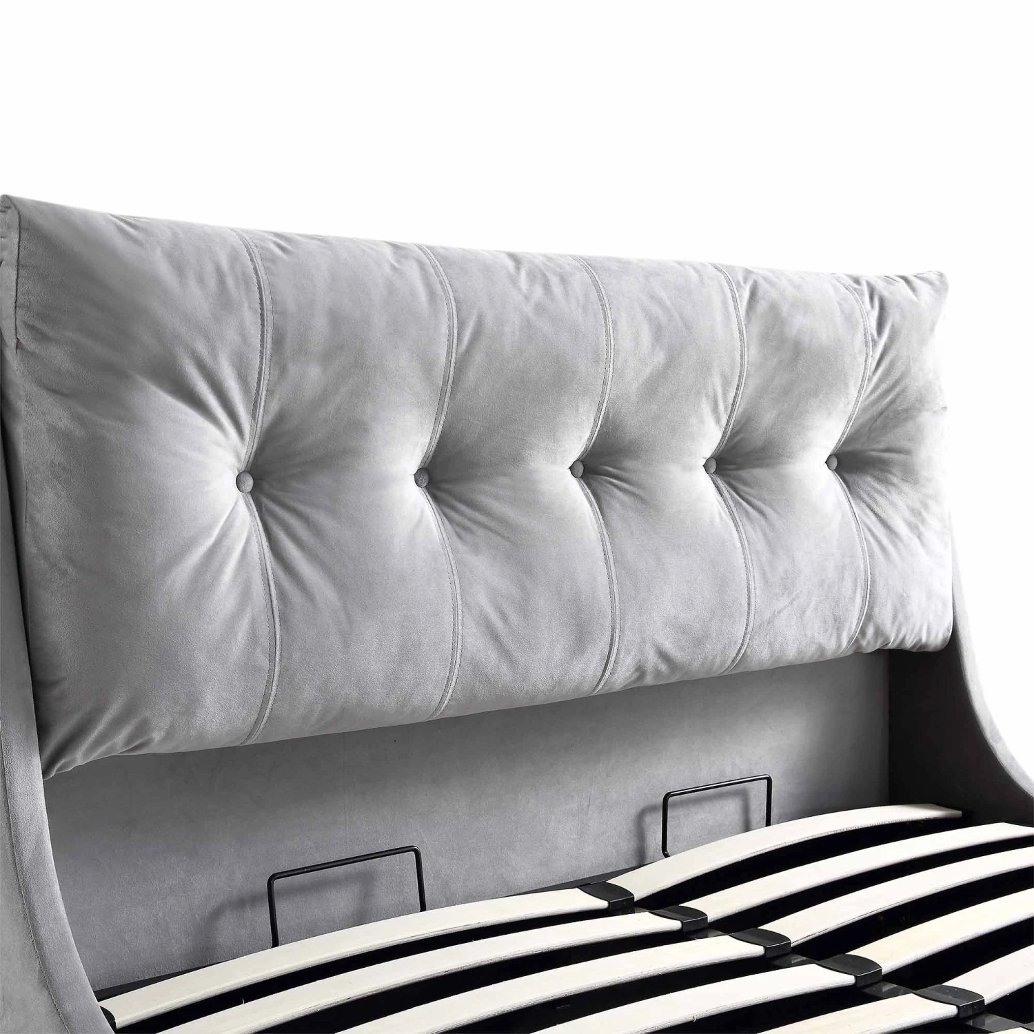Hadley Grey Velvet Ottoman Storage Bed 9 Hadley Grey Velvet Ottoman Storage Bed - Image 7