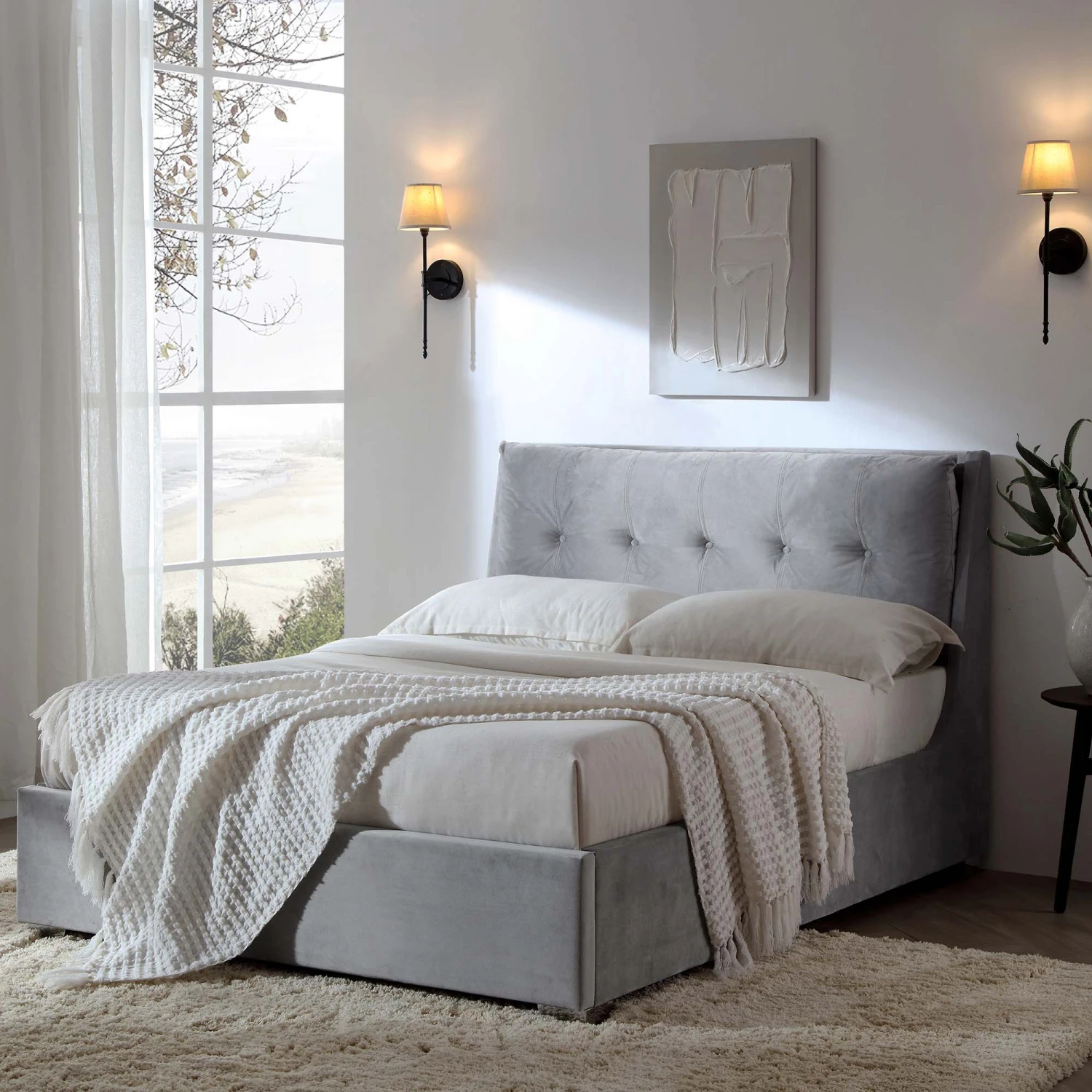 Hadley Grey Velvet Ottoman Storage Bed 3 Hadley Grey Velvet Ottoman Storage Bed