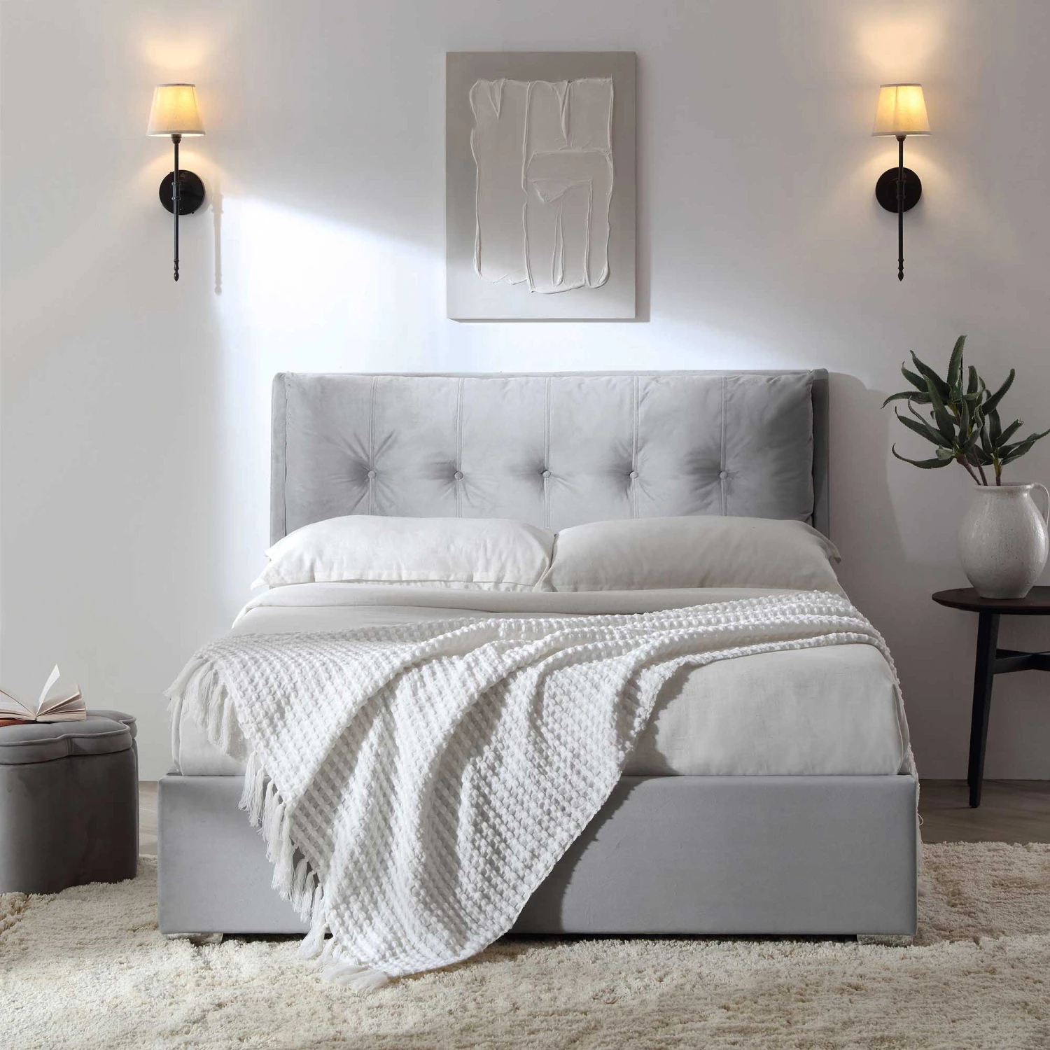 Hadley Grey Velvet Ottoman Storage Bed 4 Hadley Grey Velvet Ottoman Storage Bed - Image 2