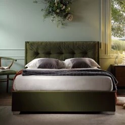 Hadley Moss Green Velvet Ottoman Storage Bed 17 Hadley Moss Green Velvet Ottoman Storage Bed -FINZ Furniture Shop JAH 010 MOSS VEL scene1