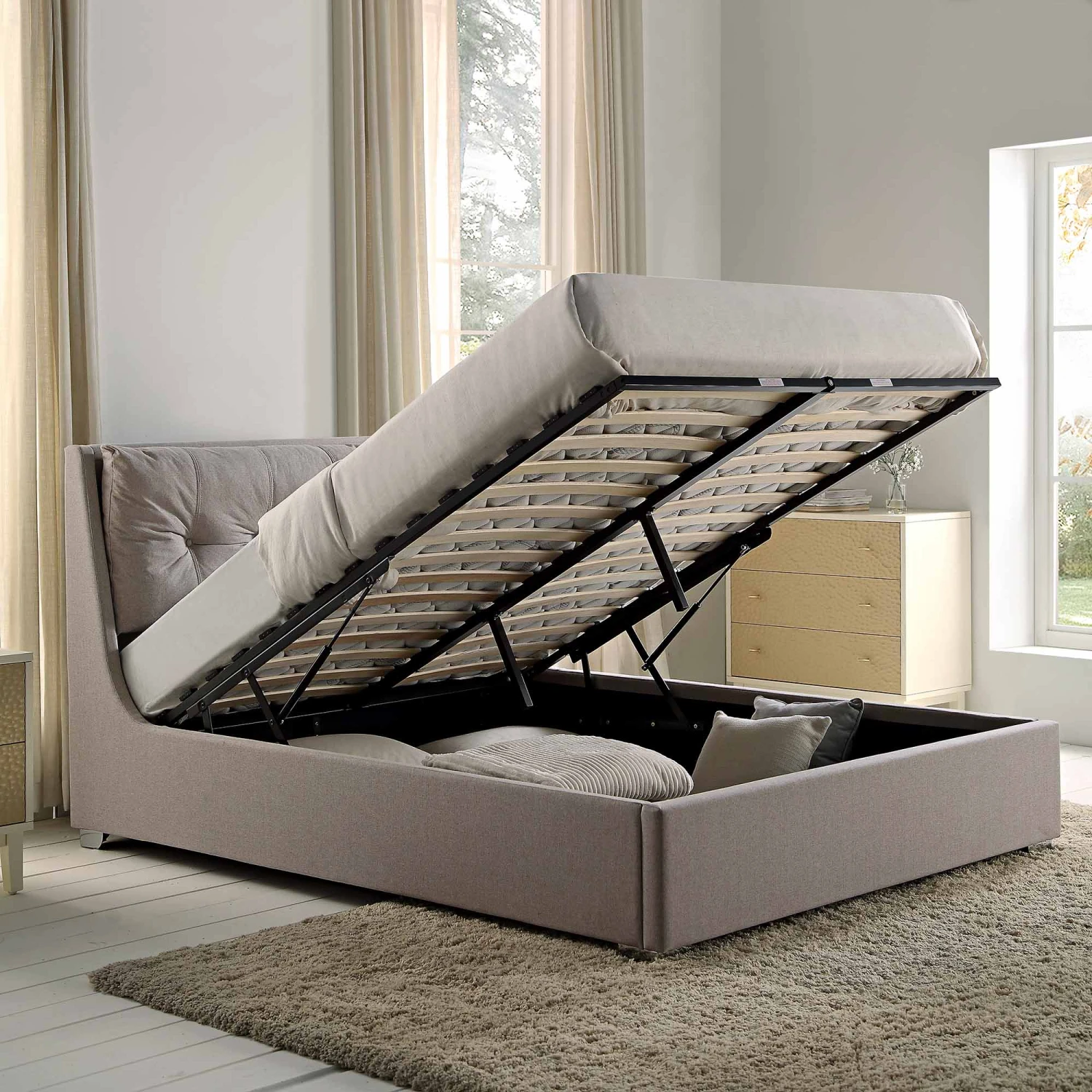 Hadley Stone Fabric Ottoman Storage Bed 5 Hadley Stone Fabric Ottoman Storage Bed - Image 3