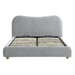 Egerie Curved Headboard Mist Grey Boucle Ottoman Storage Bed -FINZ Furniture Shop JAH 011 GREY BOUCLE WB1