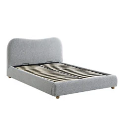 Egerie Curved Headboard Mist Grey Boucle Ottoman Storage Bed -FINZ Furniture Shop JAH 011 GREY BOUCLE WB2