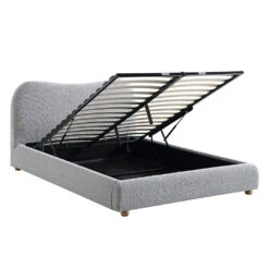 Egerie Curved Headboard Mist Grey Boucle Ottoman Storage Bed -FINZ Furniture Shop JAH 011 GREY BOUCLE WB3