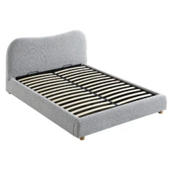 Egerie Curved Headboard Mist Grey Boucle Ottoman Storage Bed -FINZ Furniture Shop JAH 011 GREY BOUCLE WB4