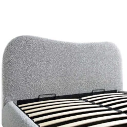Egerie Curved Headboard Mist Grey Boucle Ottoman Storage Bed -FINZ Furniture Shop JAH 011 GREY BOUCLE detail1