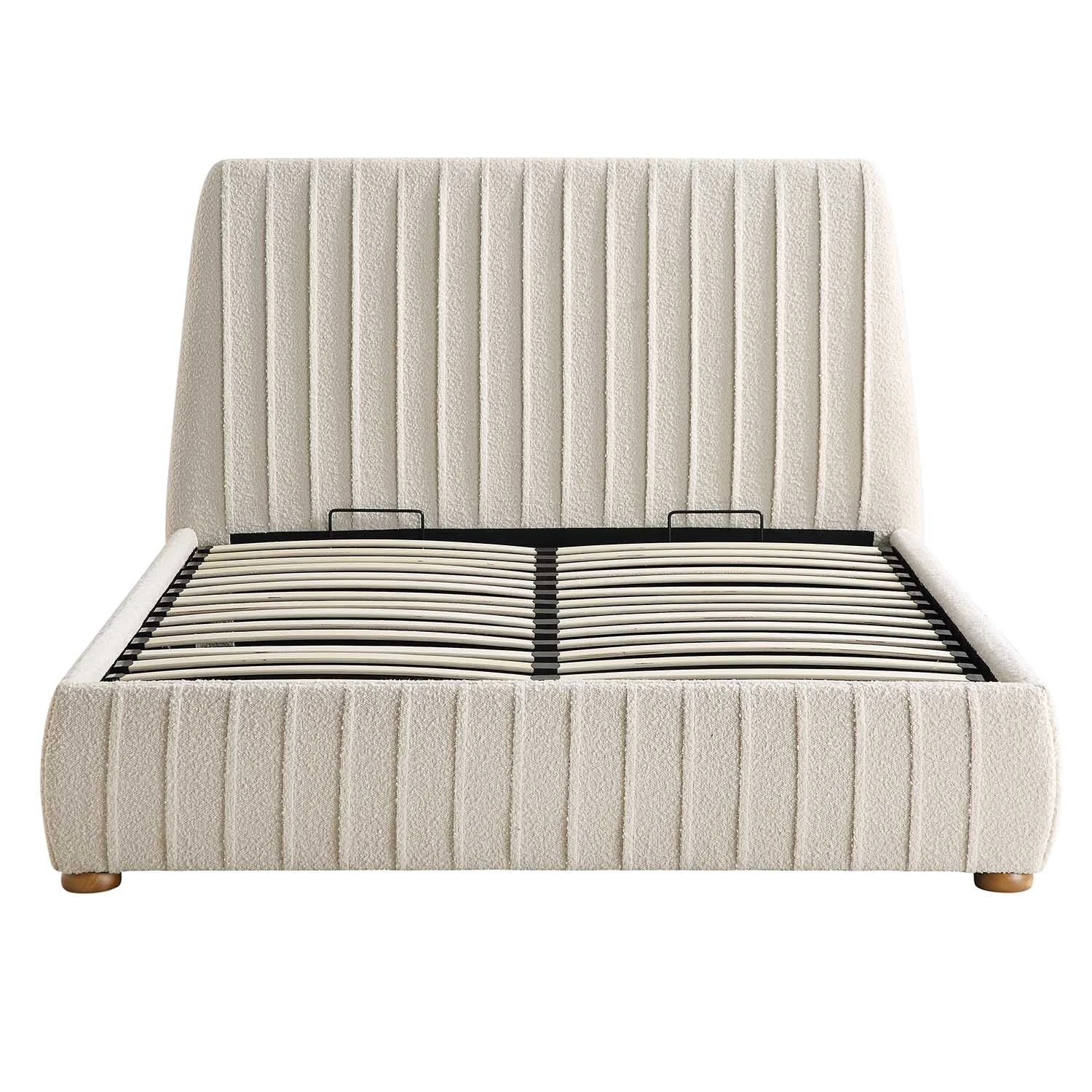 Helia Pleated Ottoman Storage Bed, Beige Boucle 7 Helia Pleated Ottoman Storage Bed, Beige Boucle - Image 5