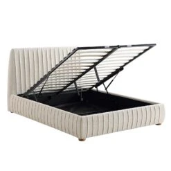 Helia Pleated Ottoman Storage Bed, Beige Boucle 23 Helia Pleated Ottoman Storage Bed, Beige Boucle -FINZ Furniture Shop JAH 012 BEIGE BOUCLE WB3