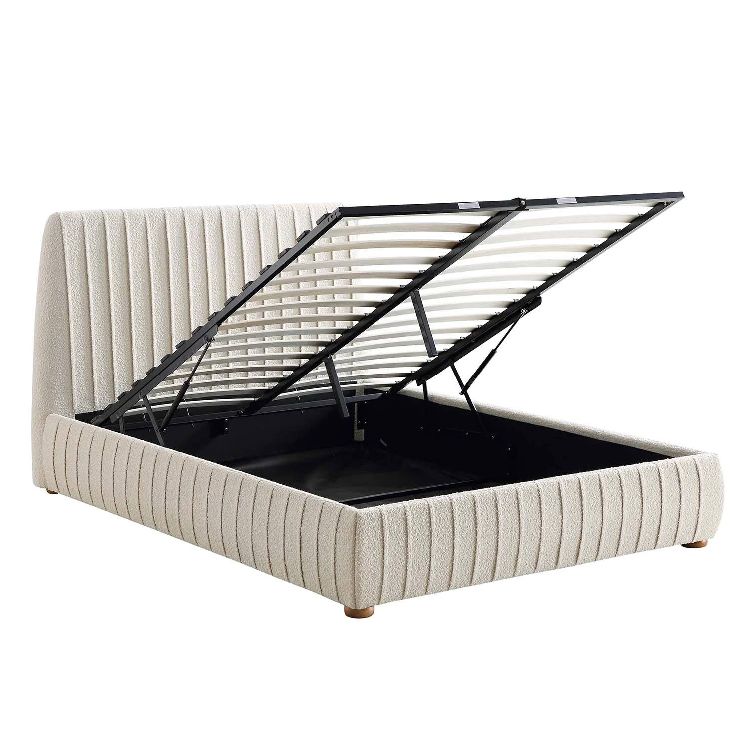 Helia Pleated Ottoman Storage Bed, Beige Boucle 10 Helia Pleated Ottoman Storage Bed, Beige Boucle - Image 8