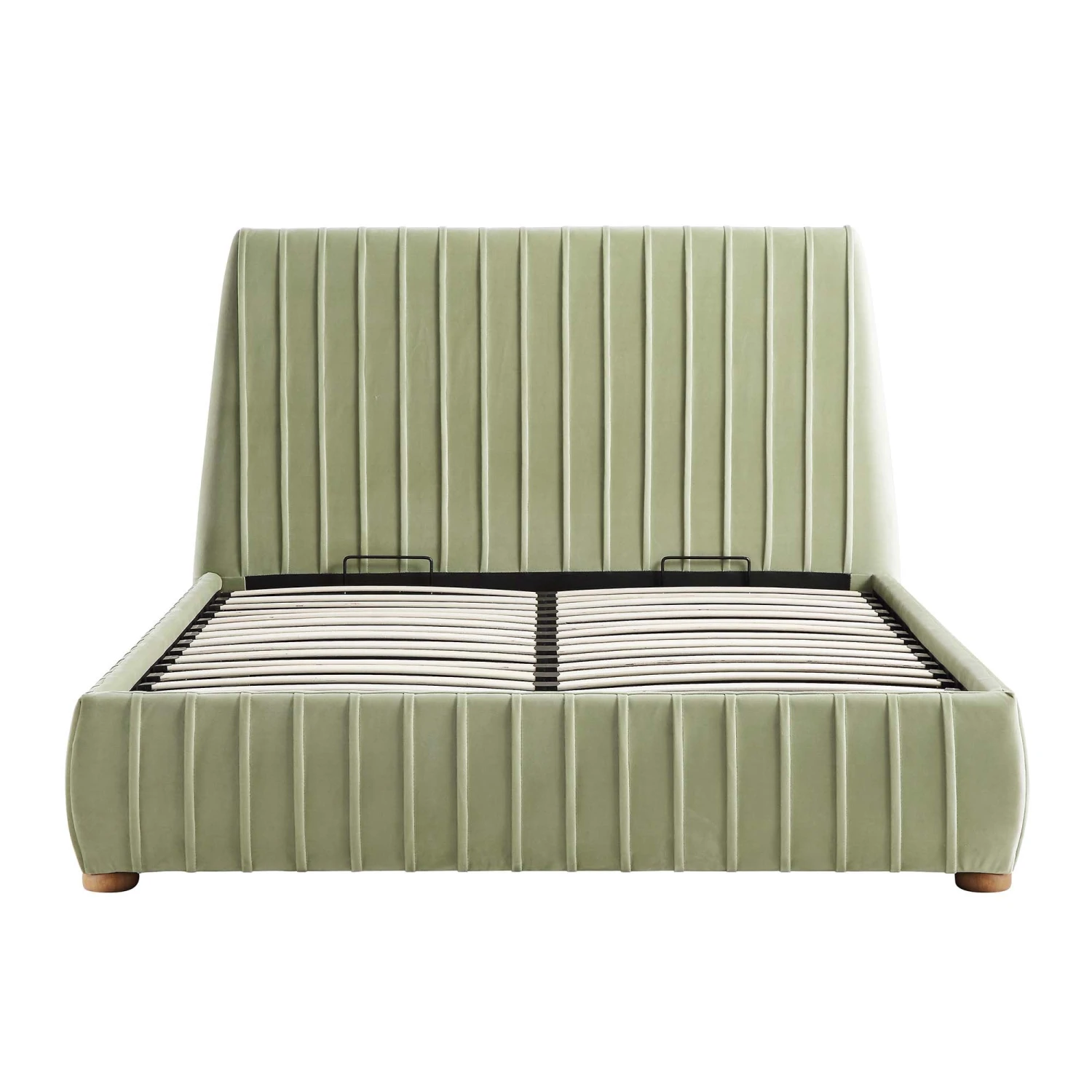 Helia Pleated Ottoman Storage Bed, Lichen Velvet 7 Helia Pleated Ottoman Storage Bed, Lichen Velvet - Image 5