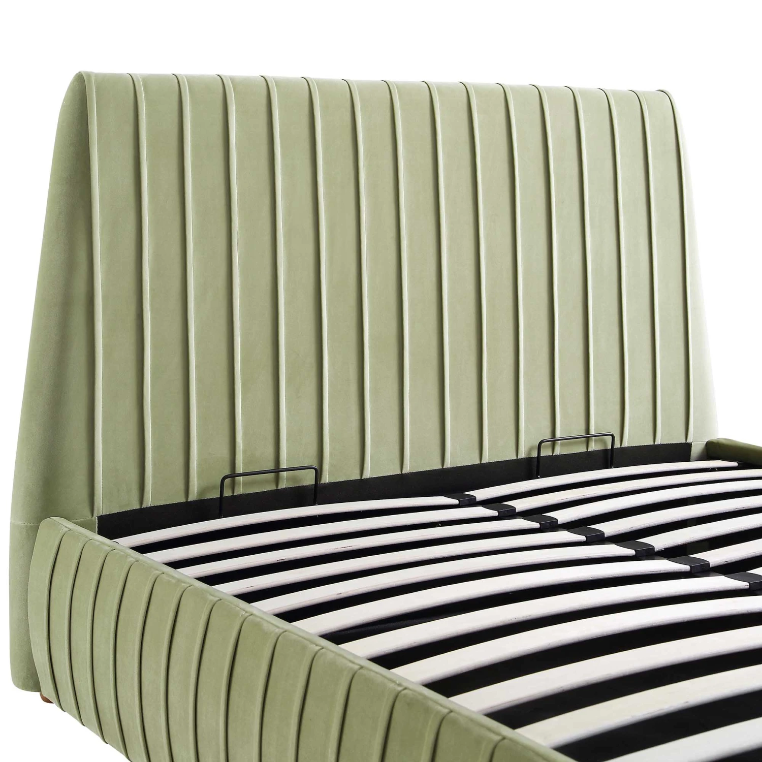 Helia Pleated Ottoman Storage Bed, Lichen Velvet 14 Helia Pleated Ottoman Storage Bed, Lichen Velvet - Image 12