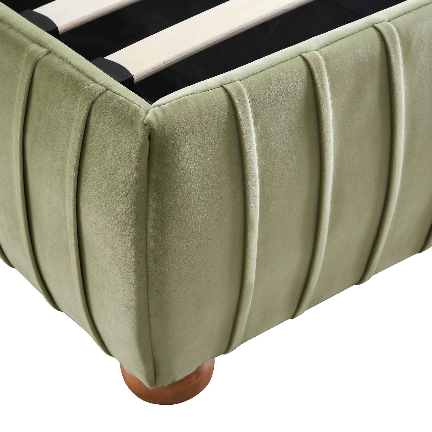 Helia Pleated Ottoman Storage Bed, Lichen Velvet 16 Helia Pleated Ottoman Storage Bed, Lichen Velvet - Image 14