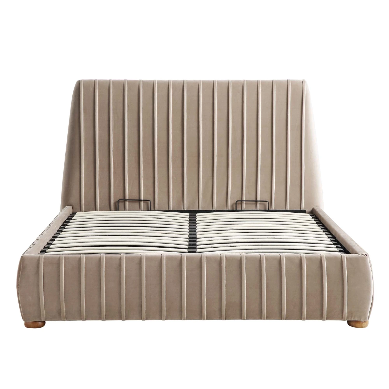 Helia Pleated Ottoman Storage Bed, Taupe Velvet 7 Helia Pleated Ottoman Storage Bed, Taupe Velvet - Image 5