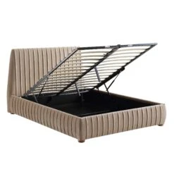 Helia Pleated Ottoman Storage Bed, Taupe Velvet 25 Helia Pleated Ottoman Storage Bed, Taupe Velvet -FINZ Furniture Shop JAH 012 MINK VEL WB3