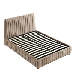 Helia Pleated Ottoman Storage Bed, Taupe Velvet 26 Helia Pleated Ottoman Storage Bed, Taupe Velvet -FINZ Furniture Shop JAH 012 MINK VEL WB4