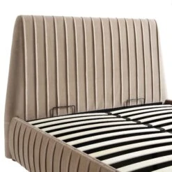 Helia Pleated Ottoman Storage Bed, Taupe Velvet 29 Helia Pleated Ottoman Storage Bed, Taupe Velvet -FINZ Furniture Shop JAH 012 MINK VEL detail1