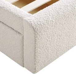 Hampstead Ecru Boucle Curved Bed With 4-Drawer Storage -FINZ Furniture Shop JAH 016 ECRU BOU 4DRAWER detail2