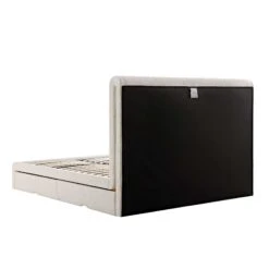 Hampstead Ecru Boucle Curved Bed With 4-Drawer Storage -FINZ Furniture Shop JAH 016 ECRU BOU withdrawer WB5