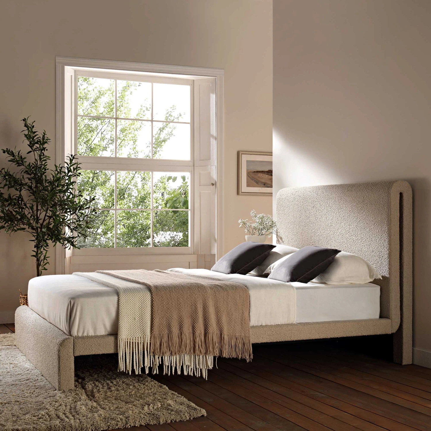 Hampstead Taupe Boucle Curved Bed 3 Hampstead Taupe Boucle Curved Bed