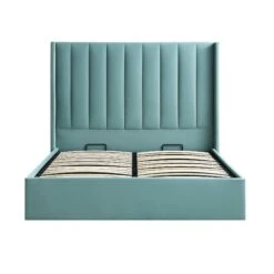 Wilton Seafoam Blue Velvet Ottoman Storage Bed 21 Wilton Seafoam Blue Velvet Ottoman Storage Bed -FINZ Furniture Shop JAH 017 BLUE VEL WB1
