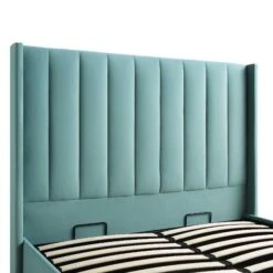 Wilton Seafoam Blue Velvet Ottoman Storage Bed 27 Wilton Seafoam Blue Velvet Ottoman Storage Bed -FINZ Furniture Shop JAH 017 BLUE VEL detail1