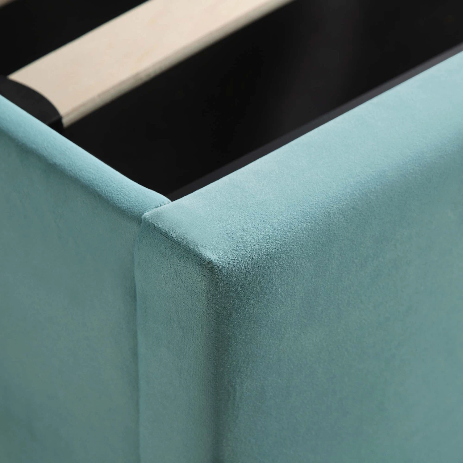 Wilton Seafoam Blue Velvet Ottoman Storage Bed 16 Wilton Seafoam Blue Velvet Ottoman Storage Bed - Image 14