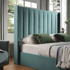 Wilton Seafoam Blue Velvet Ottoman Storage Bed 20 Wilton Seafoam Blue Velvet Ottoman Storage Bed -FINZ Furniture Shop JAH 017 BLUE VEL scene3