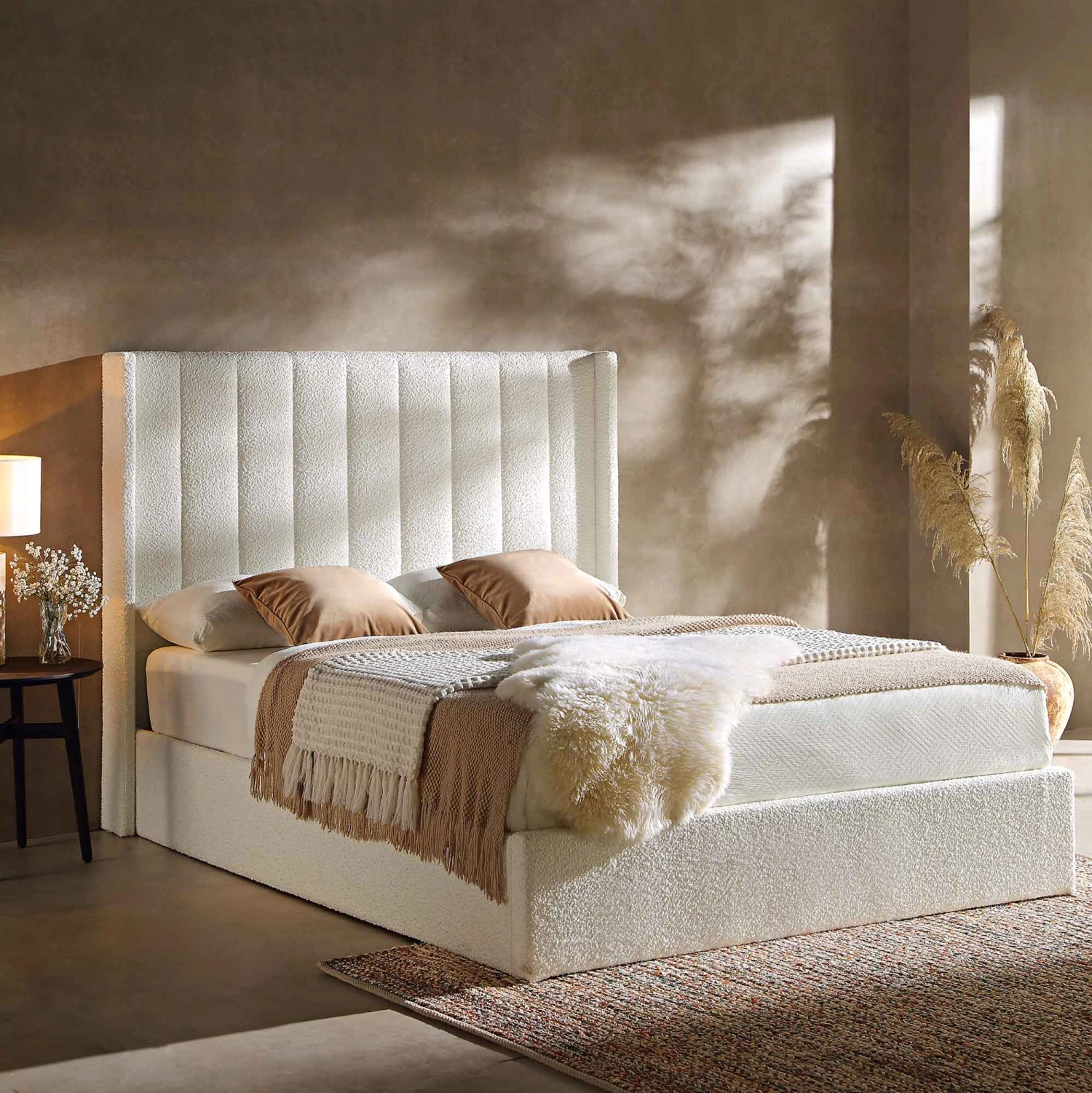 Wilton White Boucle Ottoman Storage Bed 3 Wilton White Boucle Ottoman Storage Bed