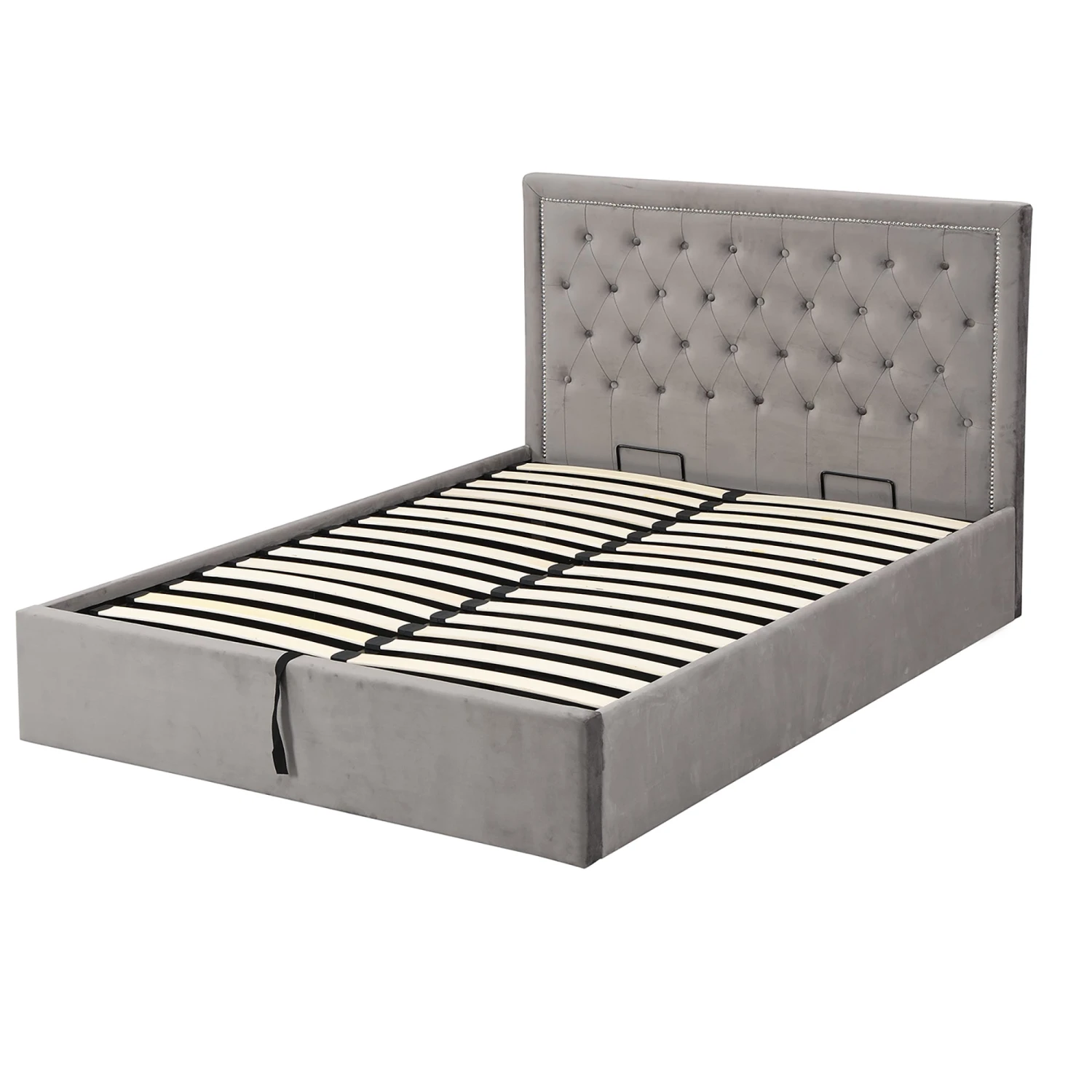 Hartwell Upholstered Ottoman Storage Bed With Nailhead Trim Headboard (Grey Velvet) 5 Hartwell Upholstered Ottoman Storage Bed With Nailhead Trim Headboard (Grey Velvet) - Image 3