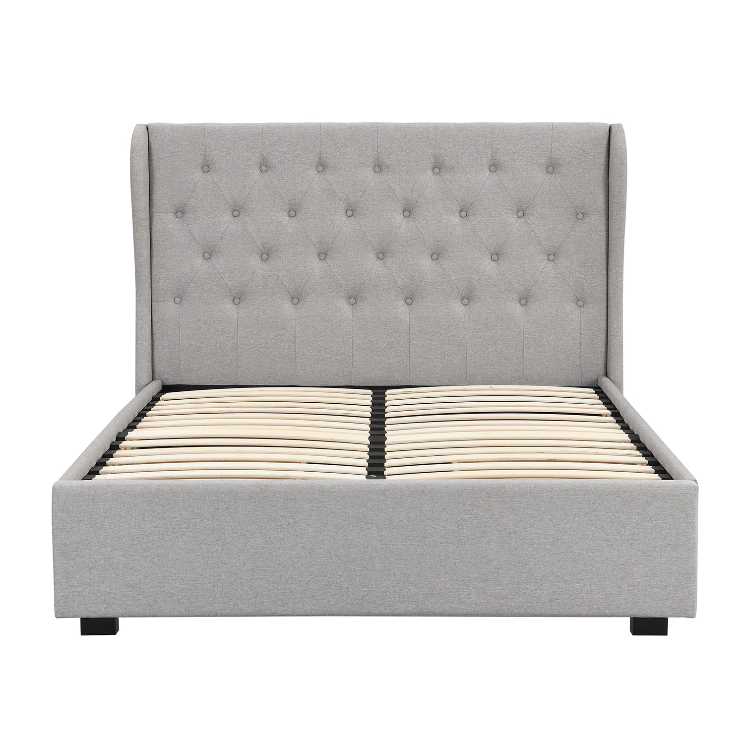 Weston Buttoned Wing Back Upholstered 2-Drawer Storage Bed (Grey Fabric) 6 Weston Buttoned Wing Back Upholstered 2-Drawer Storage Bed (Grey Fabric) - Image 4