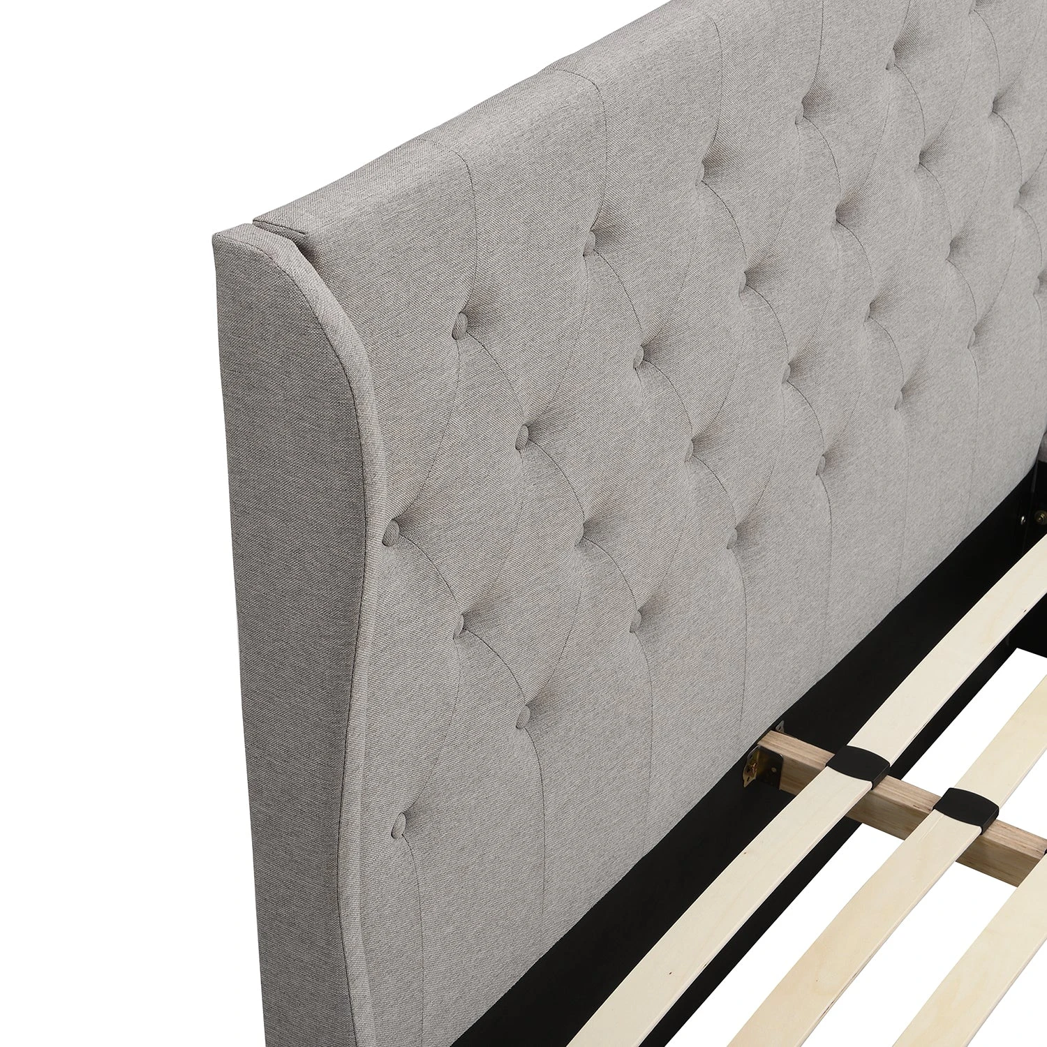 Weston Buttoned Wing Back Upholstered 2-Drawer Storage Bed (Grey Fabric) 9 Weston Buttoned Wing Back Upholstered 2-Drawer Storage Bed (Grey Fabric) - Image 7