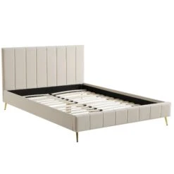 Sylvie Velvet Upholstered Bed Frame With Golden Chrome Legs, Champagne Velvet 17 Sylvie Velvet Upholstered Bed Frame With Golden Chrome Legs, Champagne Velvet -FINZ Furniture Shop JAH 06 CHAMPVEL WB3