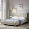 Sylvie Velvet Upholstered Bed Frame With Golden Chrome Legs, Champagne Velvet 1 Sylvie Velvet Upholstered Bed Frame With Golden Chrome Legs, Champagne Velvet -FINZ Furniture Shop JAH 06 CHAMPVEL main