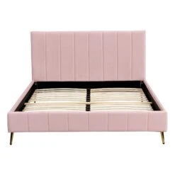 Sylvie Velvet Upholstered Bed Frame With Golden Chrome Legs, Pink Velvet 17 Sylvie Velvet Upholstered Bed Frame With Golden Chrome Legs, Pink Velvet -FINZ Furniture Shop JAH 06 PINKVEL 4