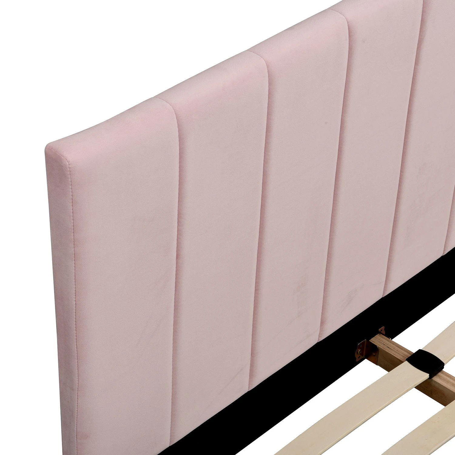 Sylvie Velvet Upholstered Bed Frame With Golden Chrome Legs, Pink Velvet 10 Sylvie Velvet Upholstered Bed Frame With Golden Chrome Legs, Pink Velvet - Image 8