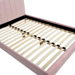 Sylvie Velvet Upholstered Bed Frame With Golden Chrome Legs, Pink Velvet 20 Sylvie Velvet Upholstered Bed Frame With Golden Chrome Legs, Pink Velvet -FINZ Furniture Shop JAH 06 PINKVEL detail2